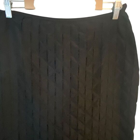 Vintage Doncaster Silk Maxi Skirt Black 10 Geometric Pin-tuck Tulip Quiet Luxury - Picture 2 of 8